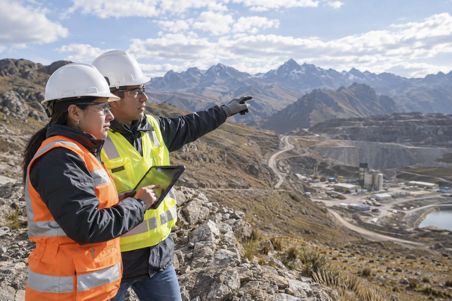 Foto referencial: ingenieros evaluando nuevas zonas de expansión minera en los Andes